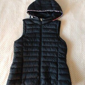 Tommy Hilfiger Womens Vest Black Hooded Puffer Quilted